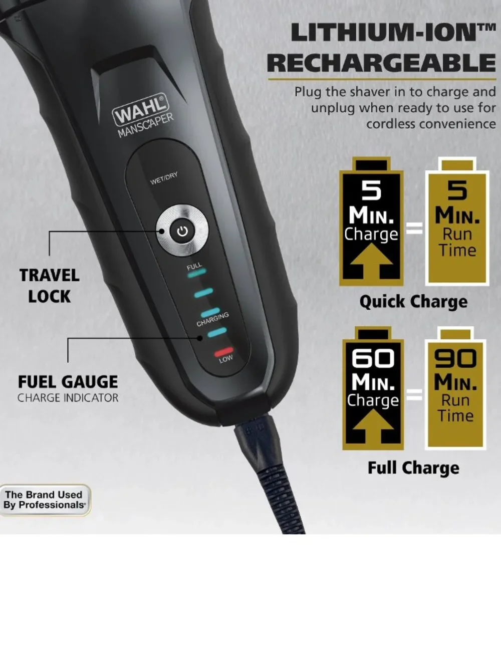 Wahl Men's Manscaper Shaver, Rechargeable, Waterproof Wet/Dry, Flex Foils, 7074
